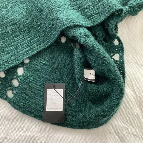 Taakk Forest Green Crochet Mohair Blend Sweater